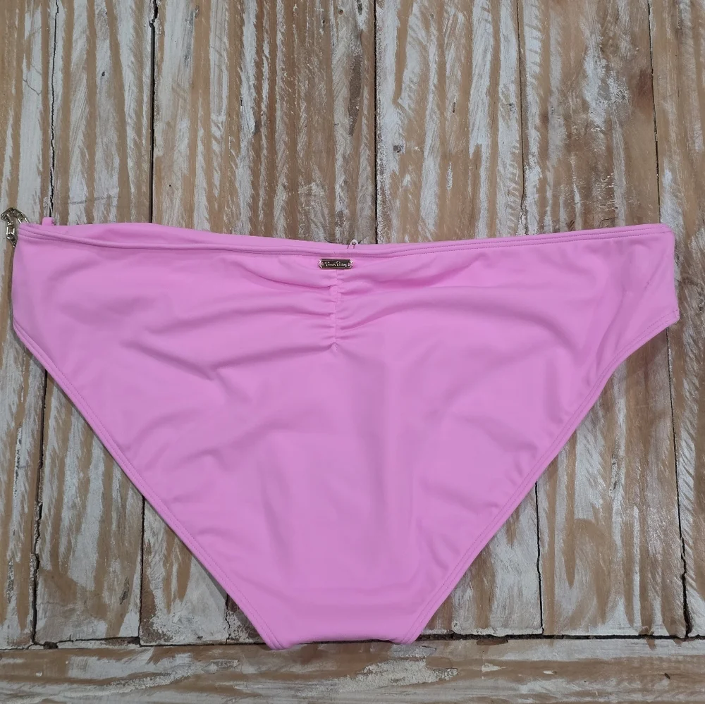 NWT Beach Bunny Noelani Pink Gold Chain Full Bikini Bottoms XL - Picture 5 of 6